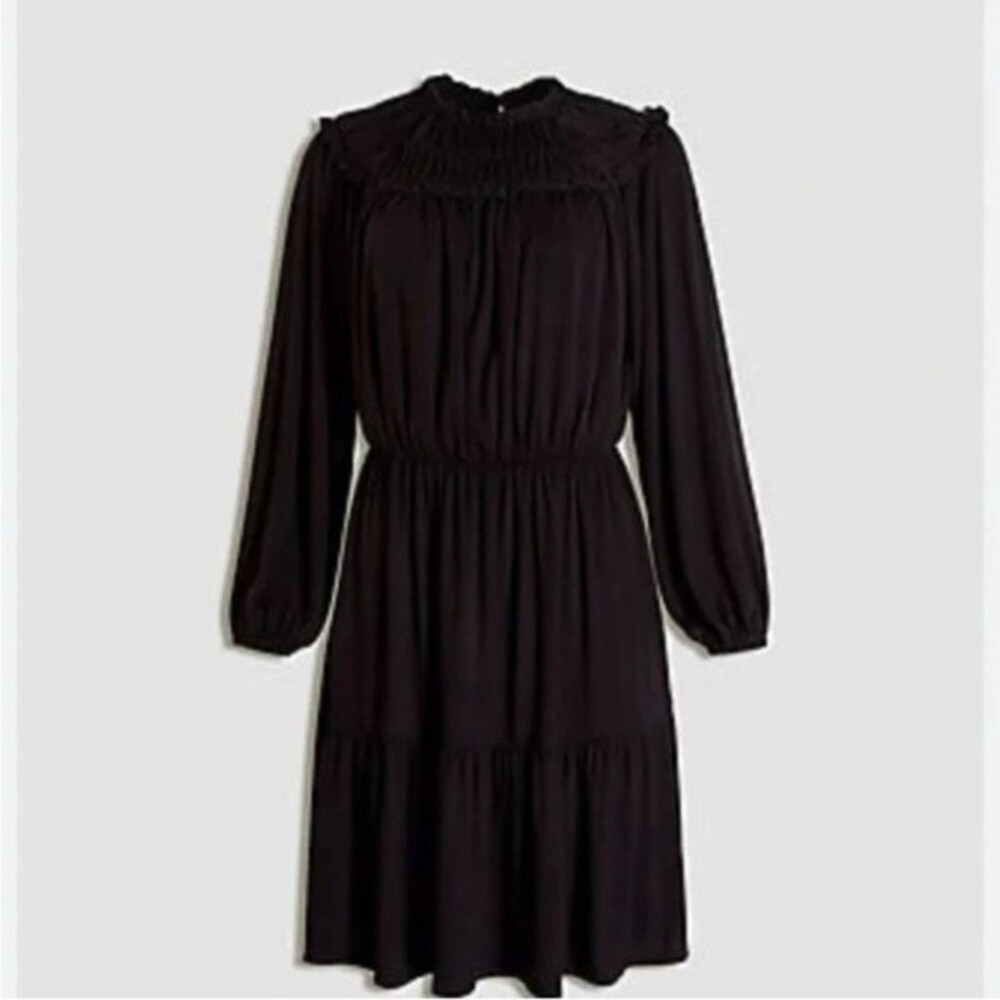 Ann Taylor Ruffle Collar Flare Dress XS